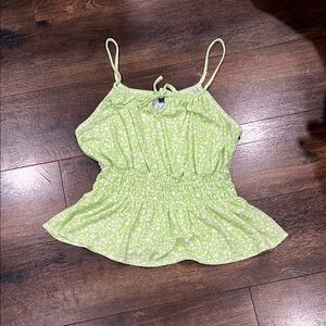 Old Navy Green Smocked Peplum Camisole